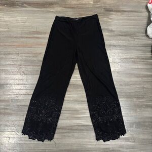 CDC Black Pants with Lace Detail
